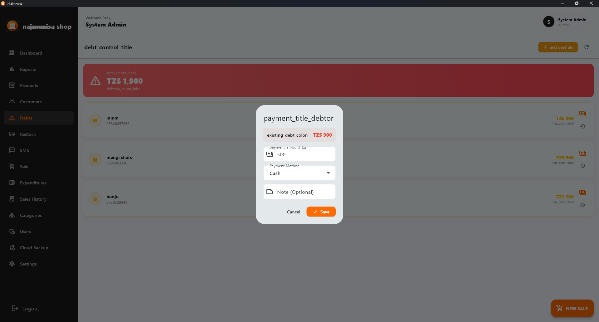 DukaMax POS debt management - Track customer debts and manage credit transactions