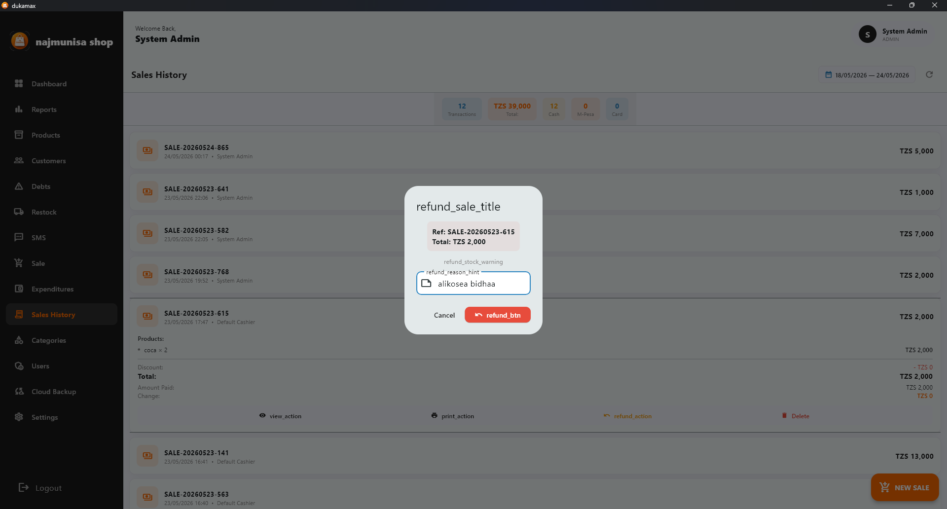 DukaMax POS refund management - Process refunds and handle return transactions